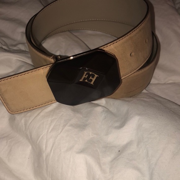 Escada Accessories - ESCADA brown opaque lucite belt buckle/SUEDE BELT